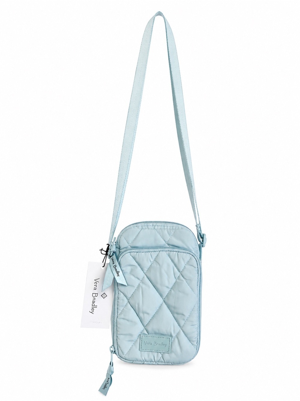 NWT Vera Bradley Quilted Crossbody Phone Pouch Sea Salt Blue casual minimalist